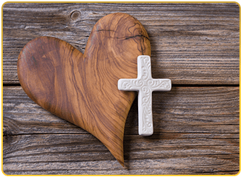 Cross and a Wooden Heart